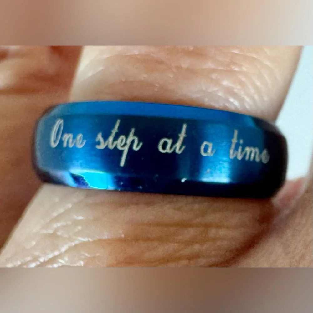 Blue Engraved Inspirational Bestie Friendship Ring #1101